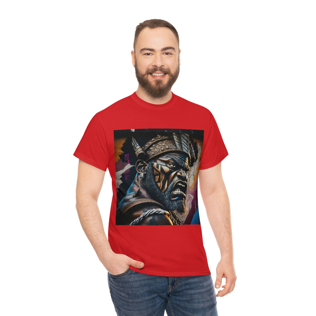 12022-3.jpg Black man warrior tshirt Cotton BLM crewneck t-shirt Mens flowers short sleeve jersey Masculine armor top