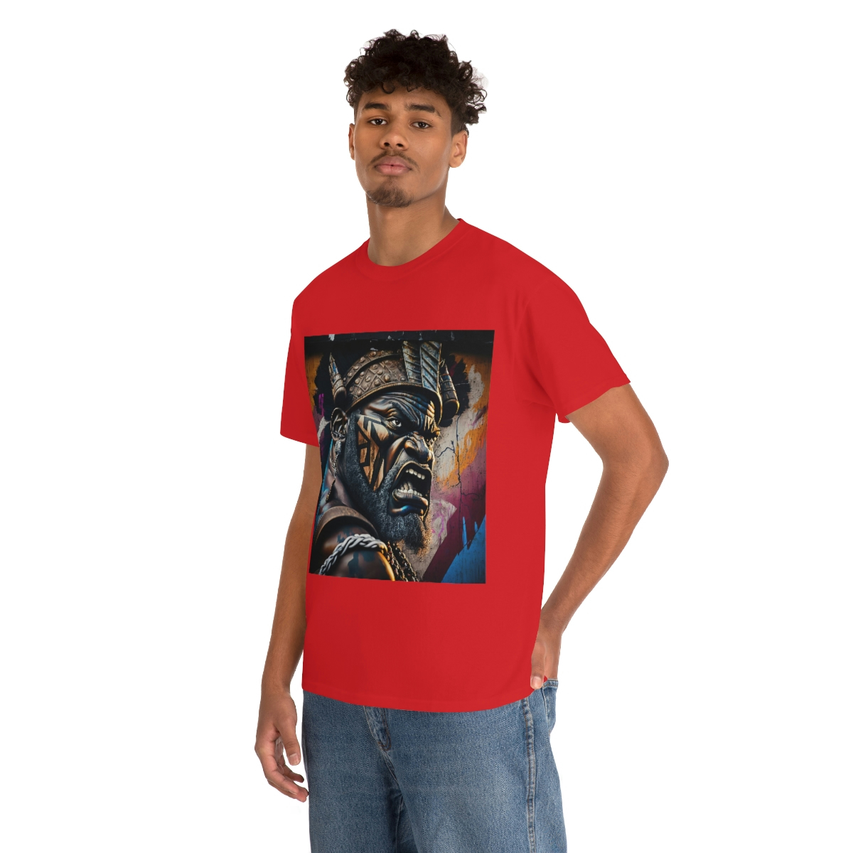 12022-4.jpg Black man warrior tshirt Cotton BLM crewneck t-shirt Mens flowers short sleeve jersey Masculine armor top