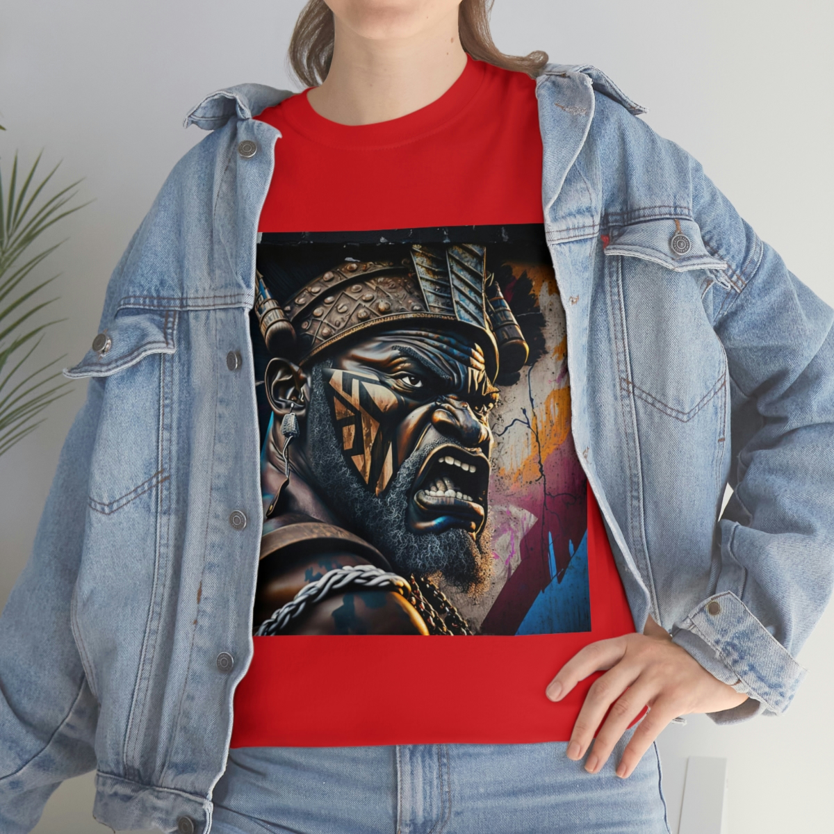 12022-5.jpg Black man warrior tshirt Cotton BLM crewneck t-shirt Mens flowers short sleeve jersey Masculine armor top