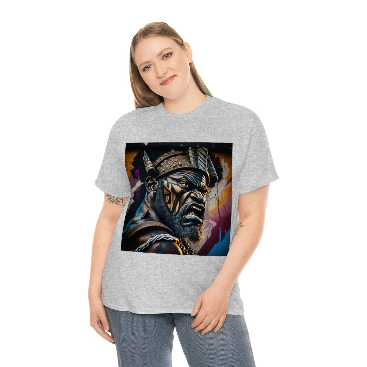 12070-2.jpg Black man warrior tshirt Cotton BLM crewneck t-shirt Mens flowers short sleeve jersey Masculine armor top