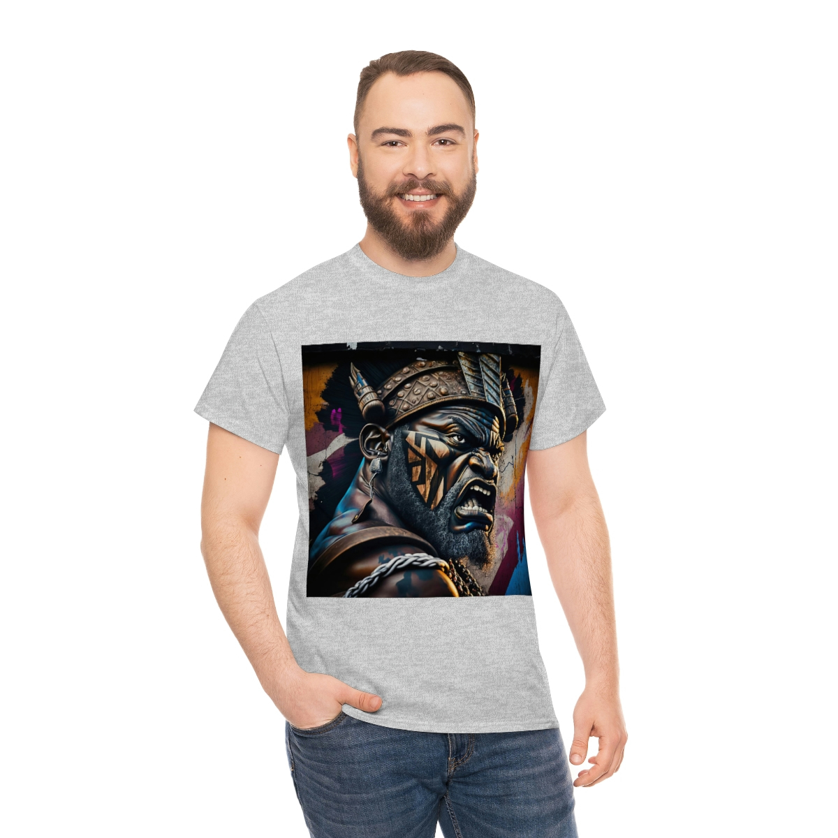 12070-3.jpg Black man warrior tshirt Cotton BLM crewneck t-shirt Mens flowers short sleeve jersey Masculine armor top