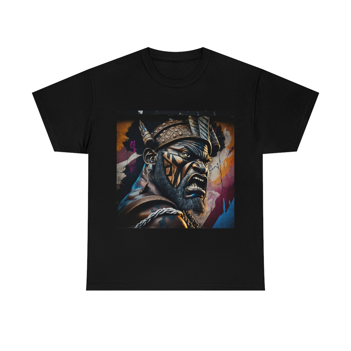 12124.jpg Black man warrior tshirt Cotton BLM crewneck t-shirt Mens flowers short sleeve jersey Masculine armor top