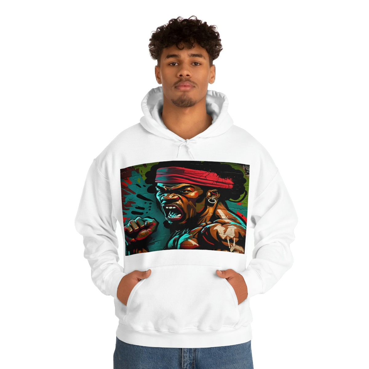 32912-2.jpg Black man warrior hoodie Cotton BLM sweatshirt Mens flowers long sleeve top Martial Arts drawstring
