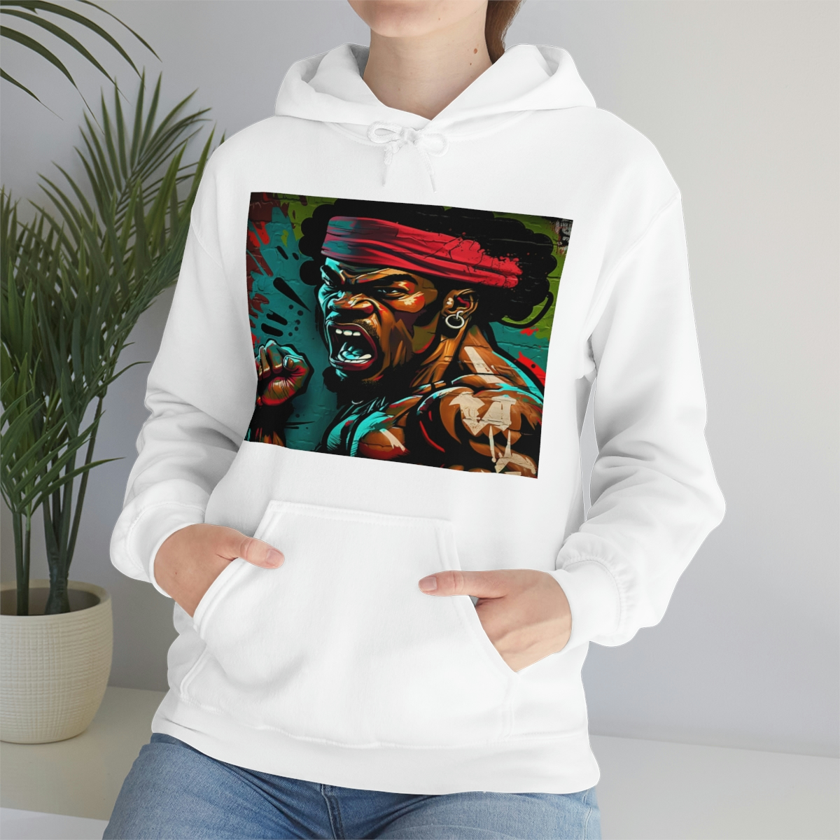 32912-5.jpg Black man warrior hoodie Cotton BLM sweatshirt Mens flowers long sleeve top Martial Arts drawstring