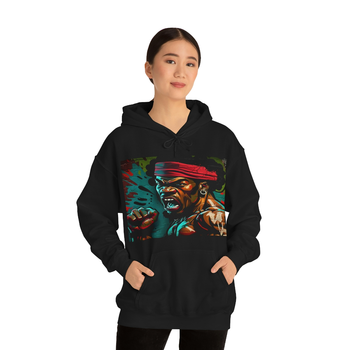 32920-1.jpg Black man warrior hoodie Cotton BLM sweatshirt Mens flowers long sleeve top Martial Arts drawstring