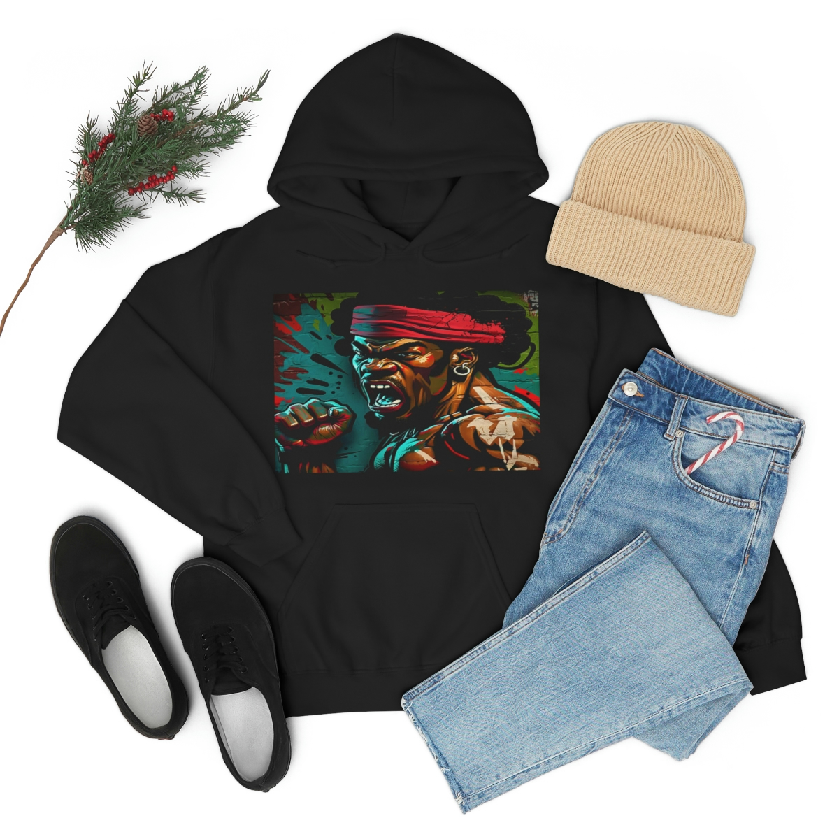 32920-6.jpg Black man warrior hoodie Cotton BLM sweatshirt Mens flowers long sleeve top Martial Arts drawstring