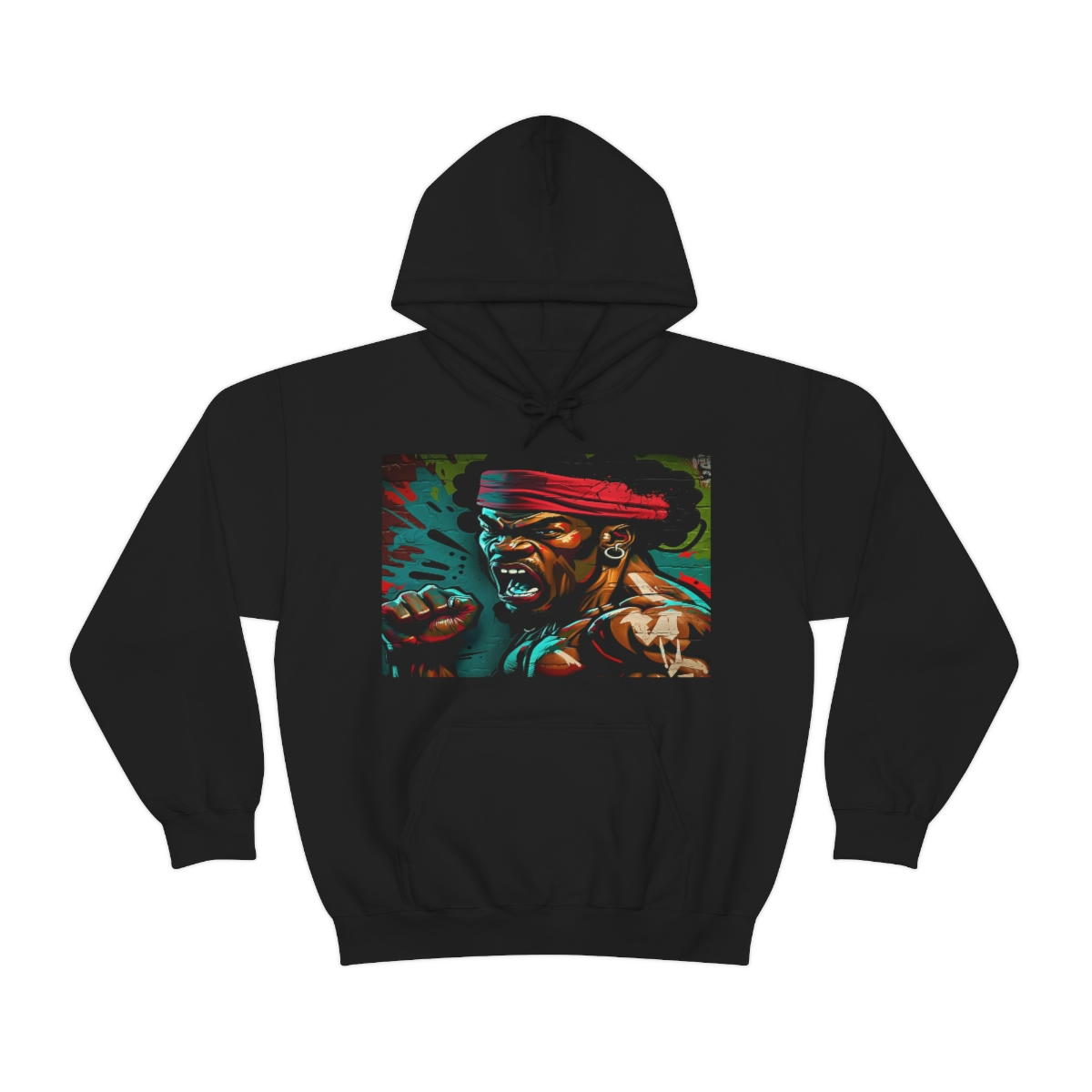 32920.jpg Black man warrior hoodie Cotton BLM sweatshirt Mens flowers long sleeve top Martial Arts drawstring