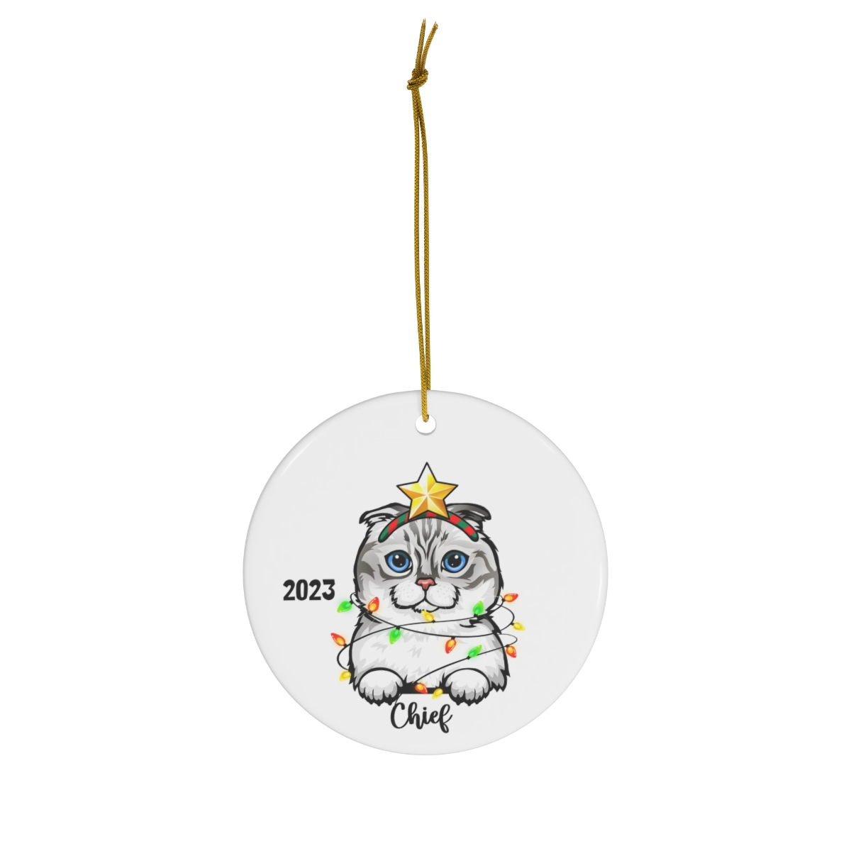 Scottish Fold Cat Ceramic Ornament C