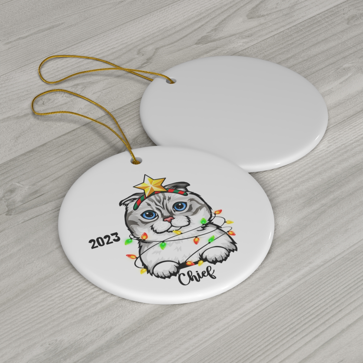 Scottish Fold Cat Ceramic Ornament C